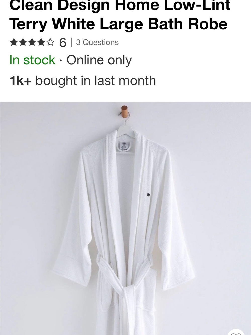 White Low-Lint Terry Robe for Women